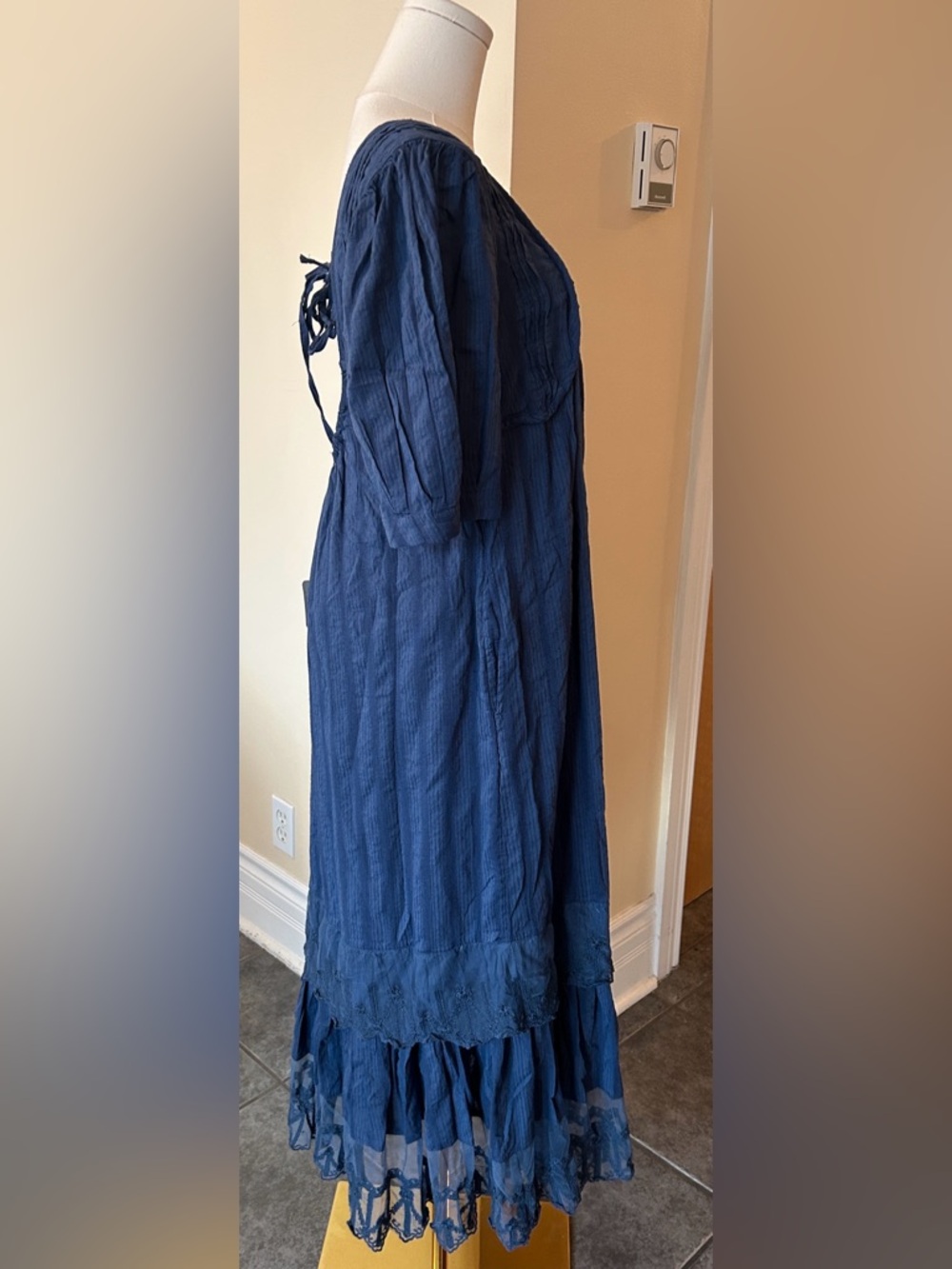 SOLD. FREE PEOPLE Calder Midi Dress in Skipper Blue / Navy Blue size small - Picture 14 of 15